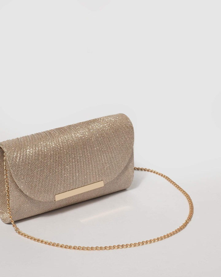 Liza Glitter Gold Evening Clutch | Clutch Bags