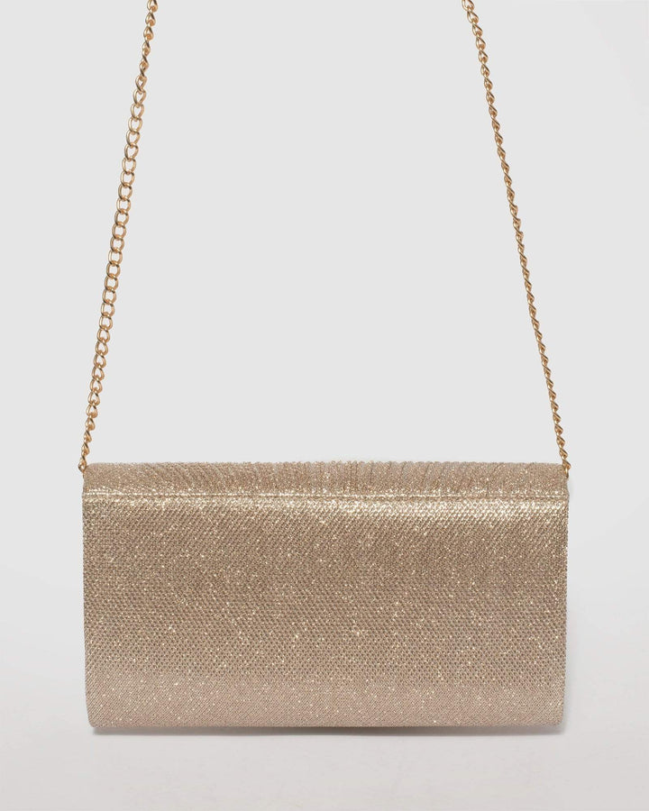 Liza Glitter Gold Evening Clutch | Clutch Bags
