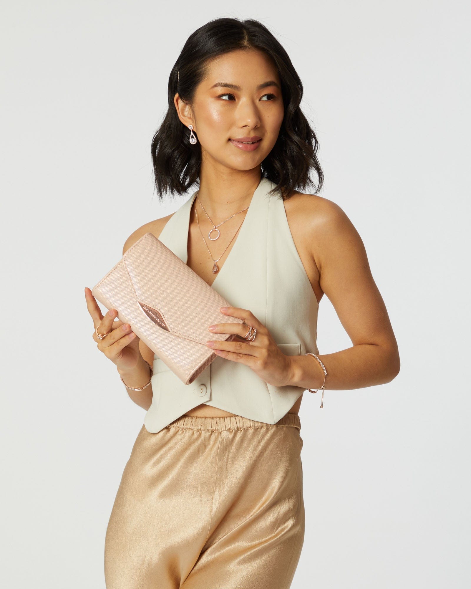 Madi Envelope Rose Gold Clutch Bag