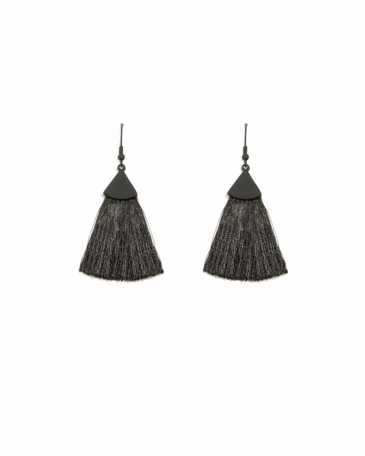 Colette by Colette Hayman Matte Black Tone Small Triangle Tassel Earrings