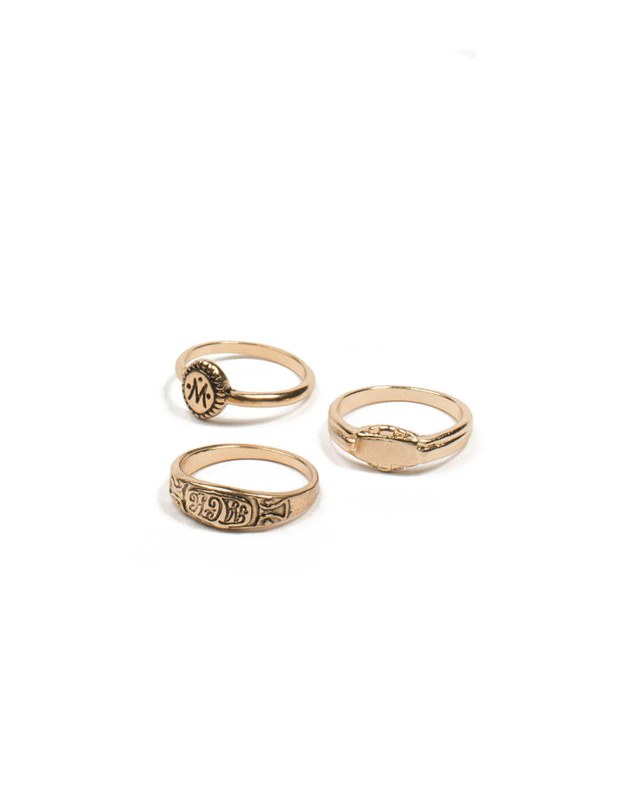Colette by Colette Hayman Mini Gold Signet Ring Pack - Small