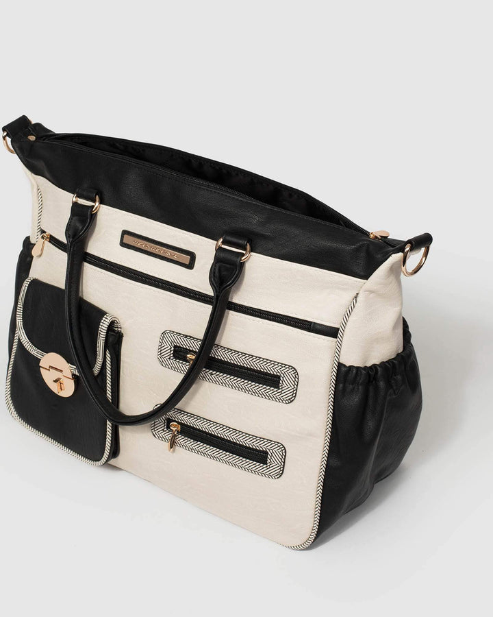 Colette by Colette Hayman Monochrome Pocket And Zip Baby Bag With Gold Hardware