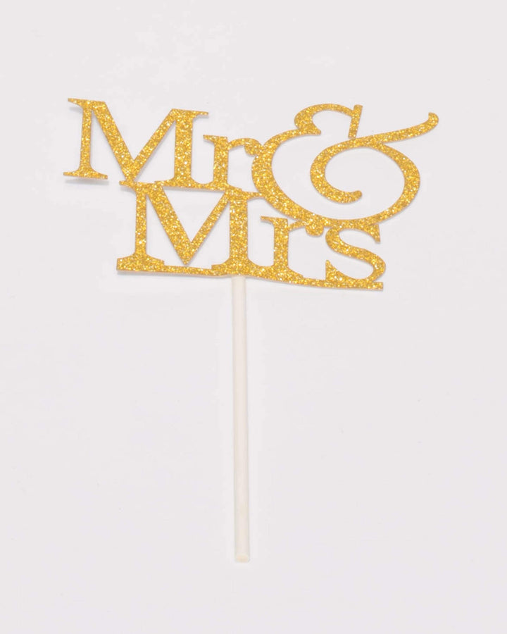 Mr And Mrs Gold Glitter Cake Topper | Accessories