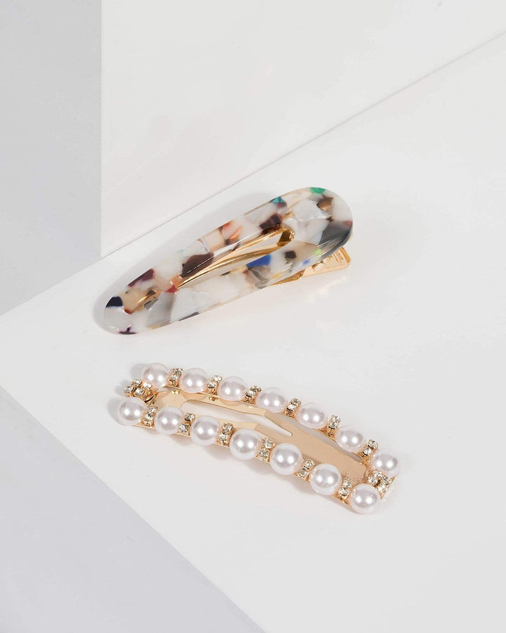 Multi Acrylic and Pearl Clips | Hair Accessories