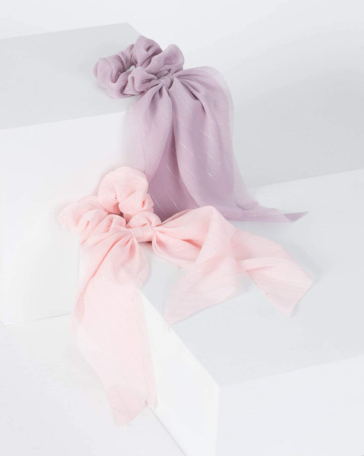 Multi Colour 2 Pack Metal Ring Scarf Scrunchies | Accessories