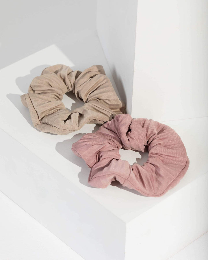 Colette by Colette Hayman Multi Colour 2 Pack Pleated Scrunchies