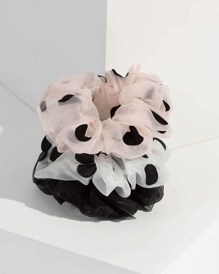 Colette by Colette Hayman Multi Colour 3 Pack Spotty Chiffon Scrunchies