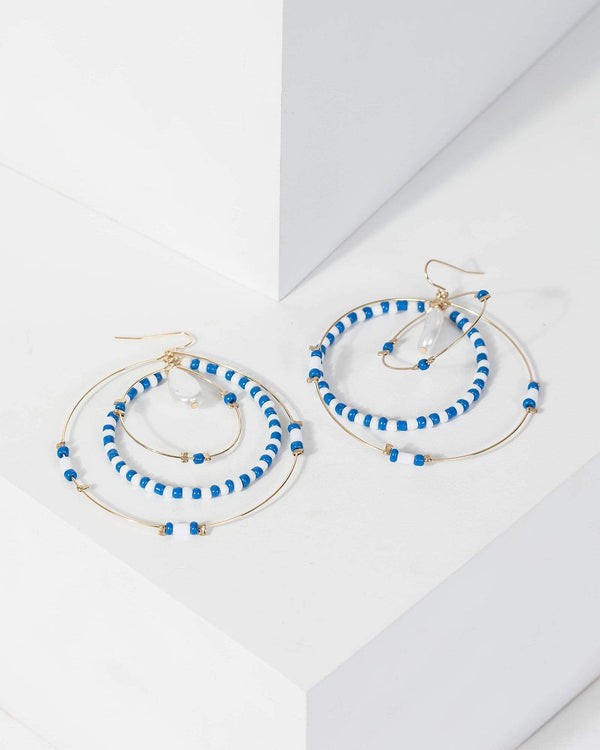 Multi Colour Beaded Multi Circle Earrings | Earrings