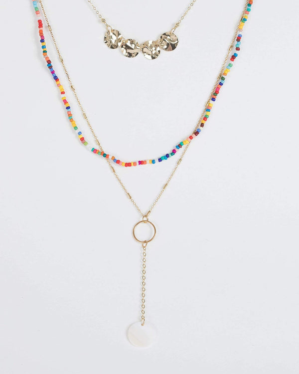 Multi Colour Beaded Multi Layer Necklace | Necklaces