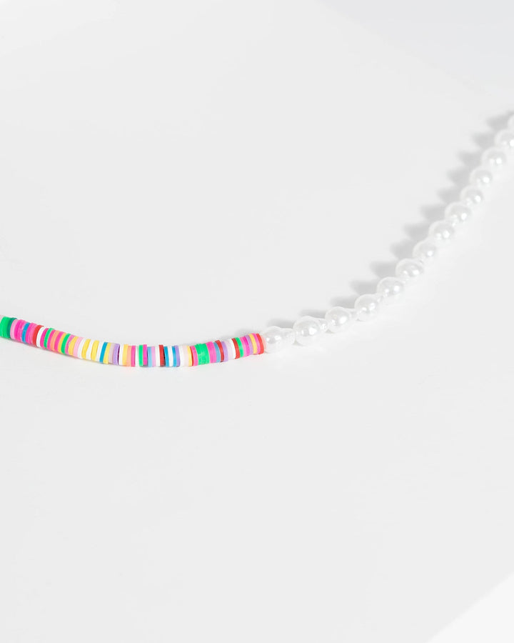 Multi Colour Beaded Pearl Choker Necklace | Chokers