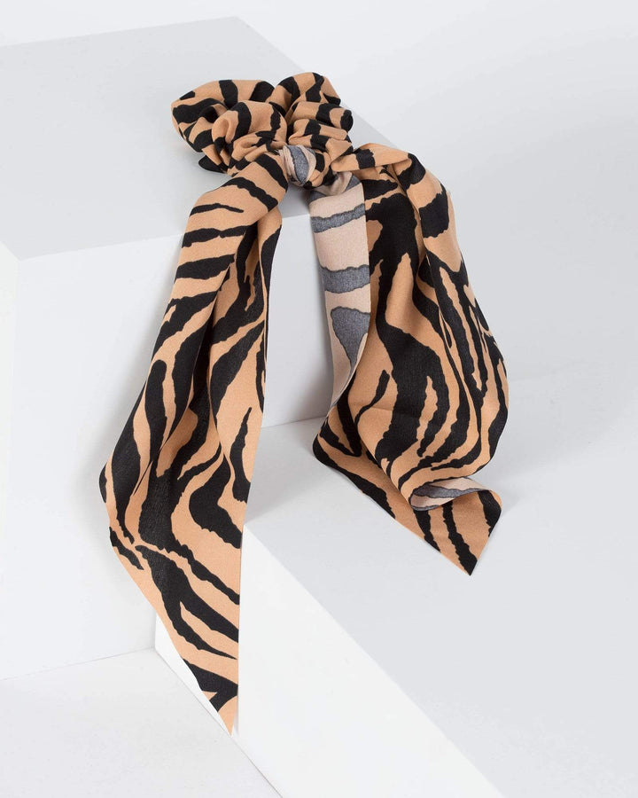 Multi Colour Bold Zebra Print Scarf Scrunchie | Accessories
