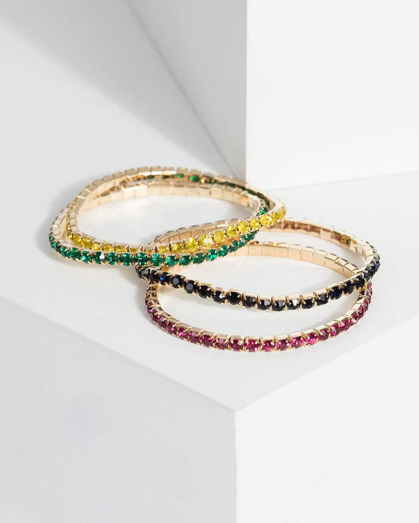 Multi Colour Crystal Bracelet Set | Wristwear