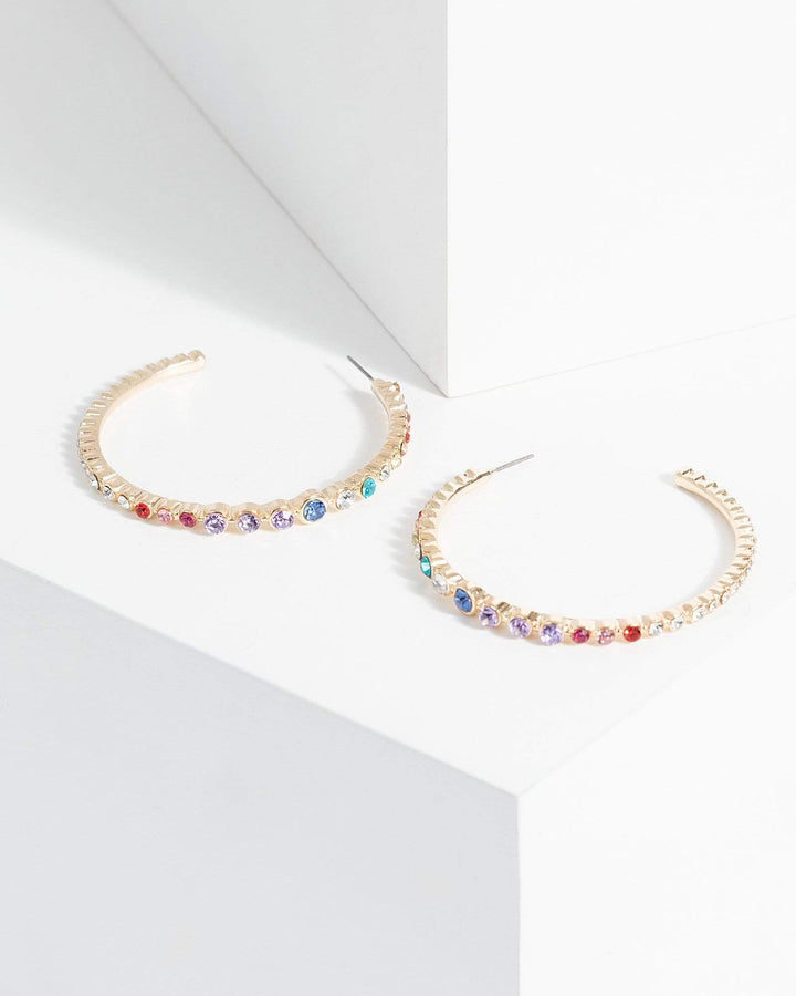 Multi Colour Crystal Hoop Earrings | Earrings