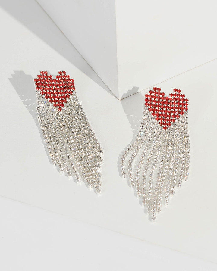 Multi Colour Crystal Love Heart Drop Earrings | Earrings