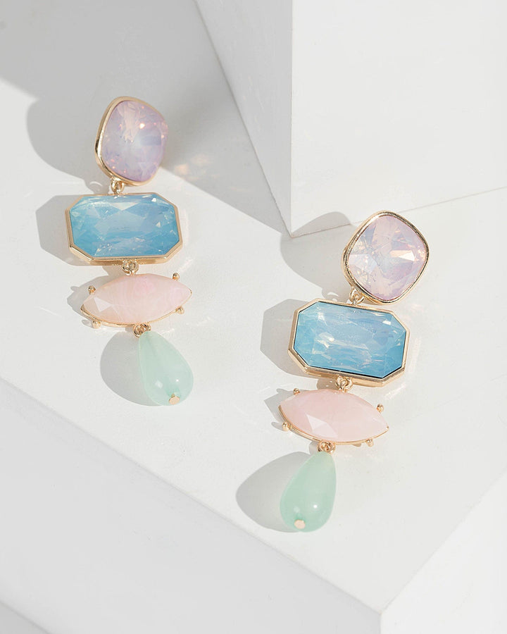 Multi Colour Crystal Multi Shape Drop Earrings | Earrings