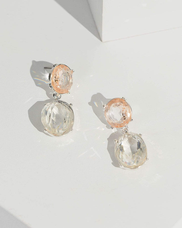 Multi Colour Crystal Oval Drop Earrings | Earrings