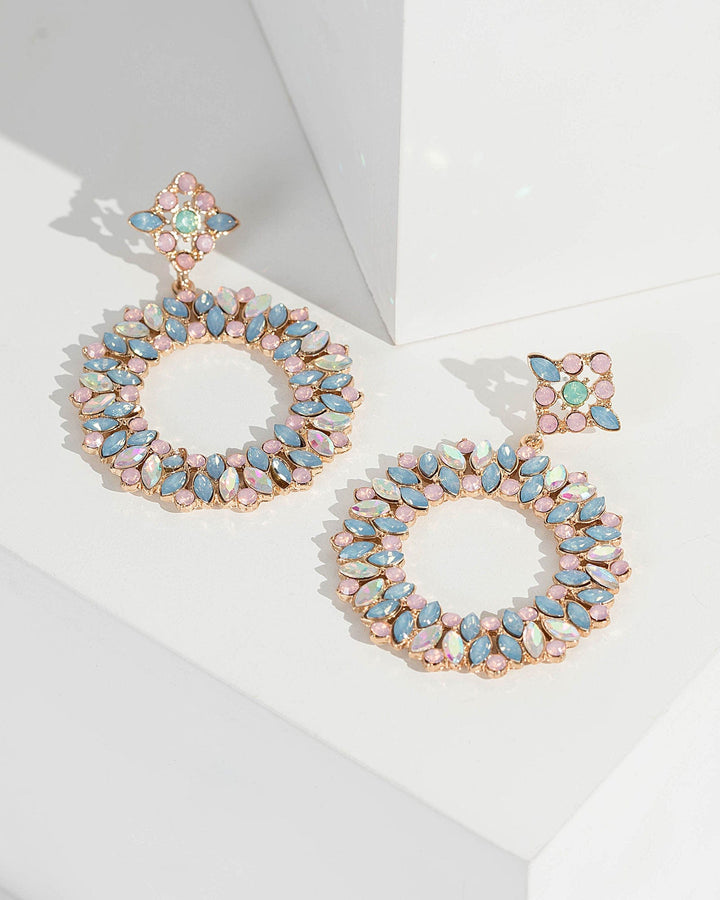 Multi Colour Crystal Statement Halo Earrings | Earrings