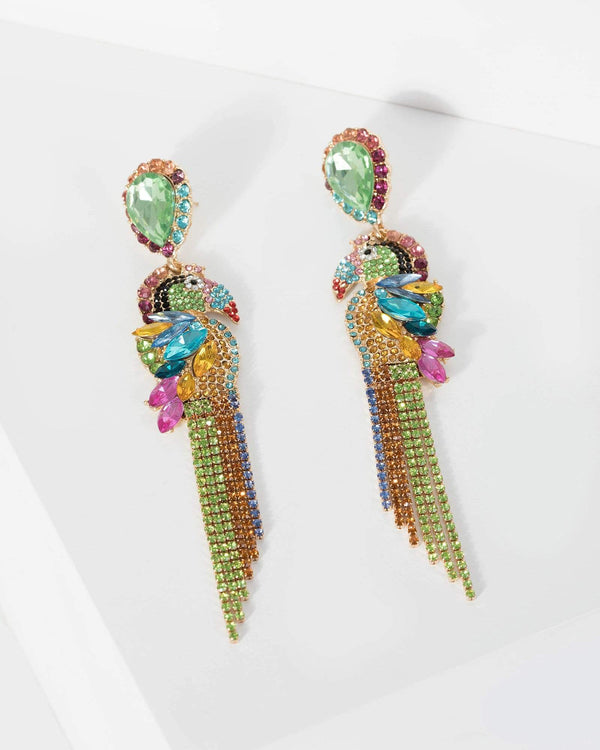 Multi Colour Crystal Toucan Drop Earrings | Earrings
