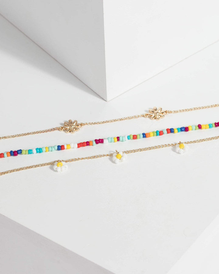 Multi Colour Daisy Beaded Bracelet | Wristwear