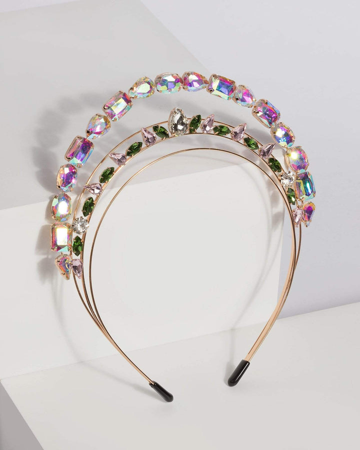Multi Colour Double Diamante Headband | Hair Accessories
