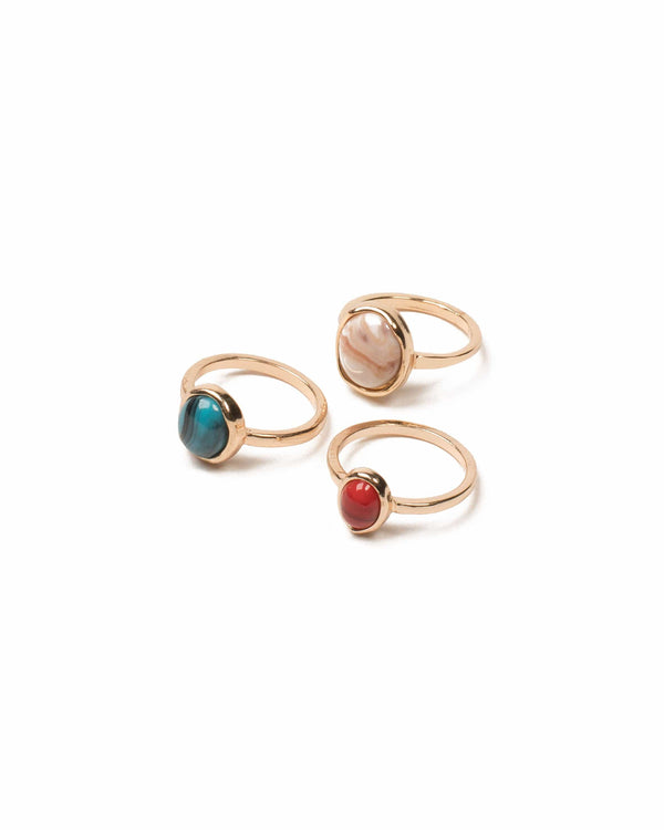 Colette by Colette Hayman Multi Colour Gold Tone Cocktail Ring Pack - Small