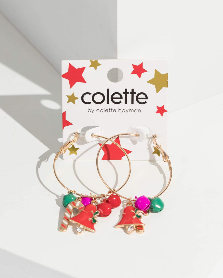 Multi Colour Holiday Charm Hoop Earrings | Earrings