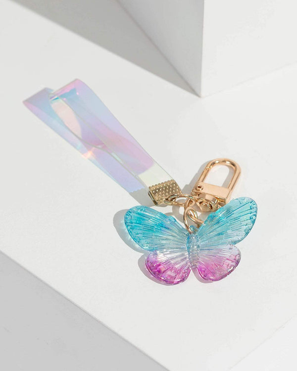 Multi Colour Holographic Butterfly Keyring | Bag Accessories