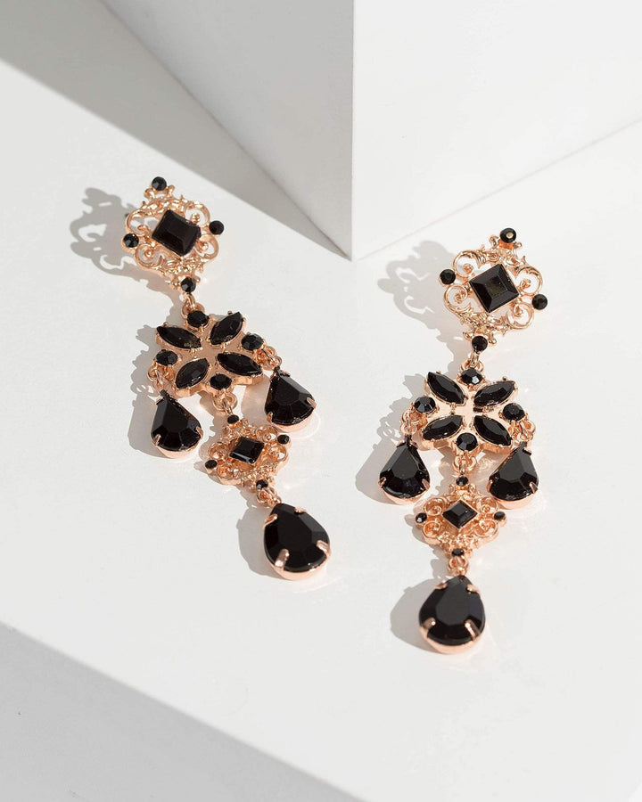 Multi Colour Intricate Multi Row Crystal Drop Earrings | Earrings
