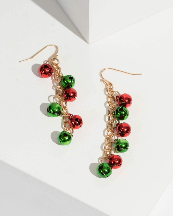 Multi Colour Jingle Bells Chain Earrings | Earrings