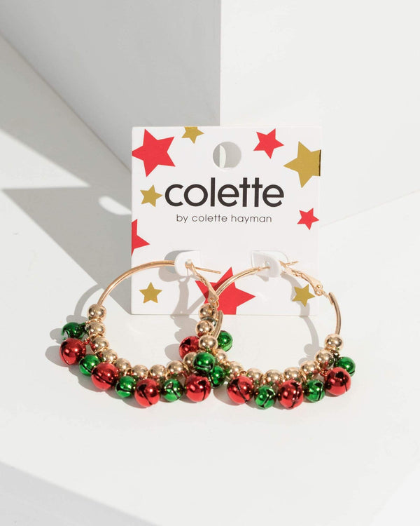 Multi Colour Jingle Bells Hoop Earrings | Earrings
