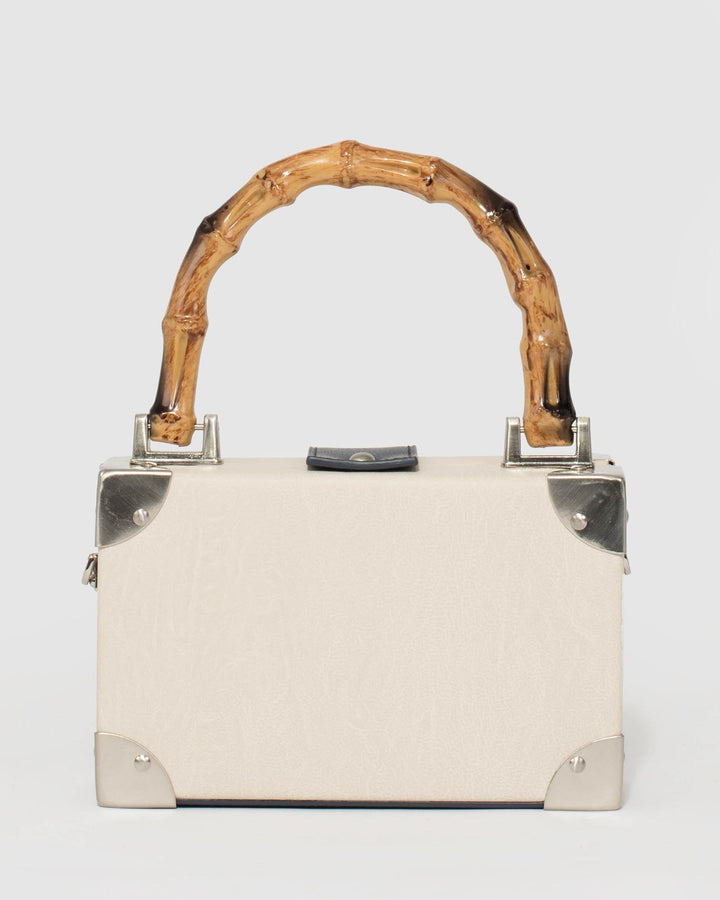 Navy and Ivory Kendall Handle Trunk Bag | Clutch Bags