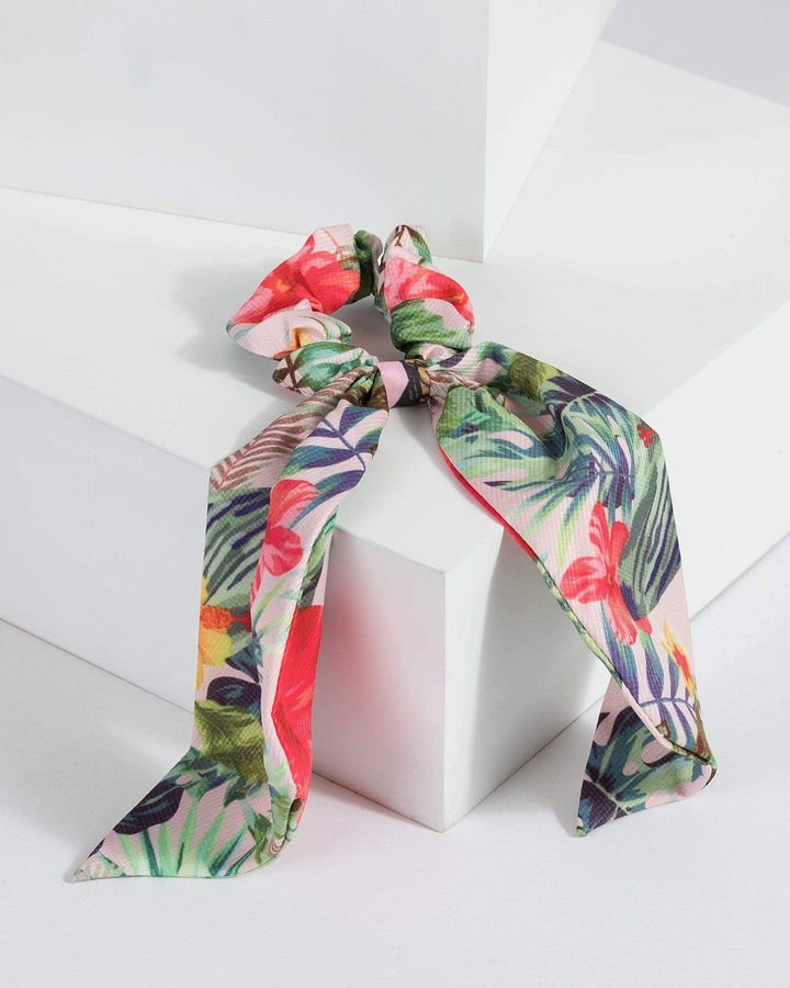 Multi Colour Knotted Tropical Scrunchie | Accessories