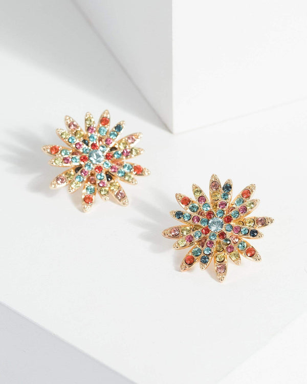 Multi Colour Layered Floral Stud Earrings | Earrings