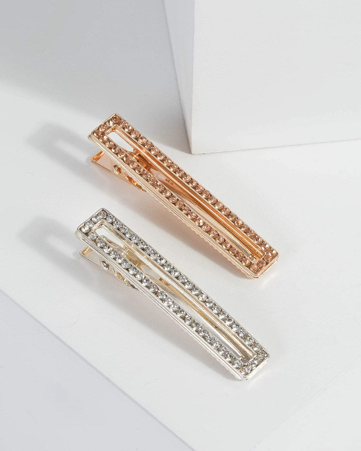 Multi Colour Long Crystal Clips | Accessories