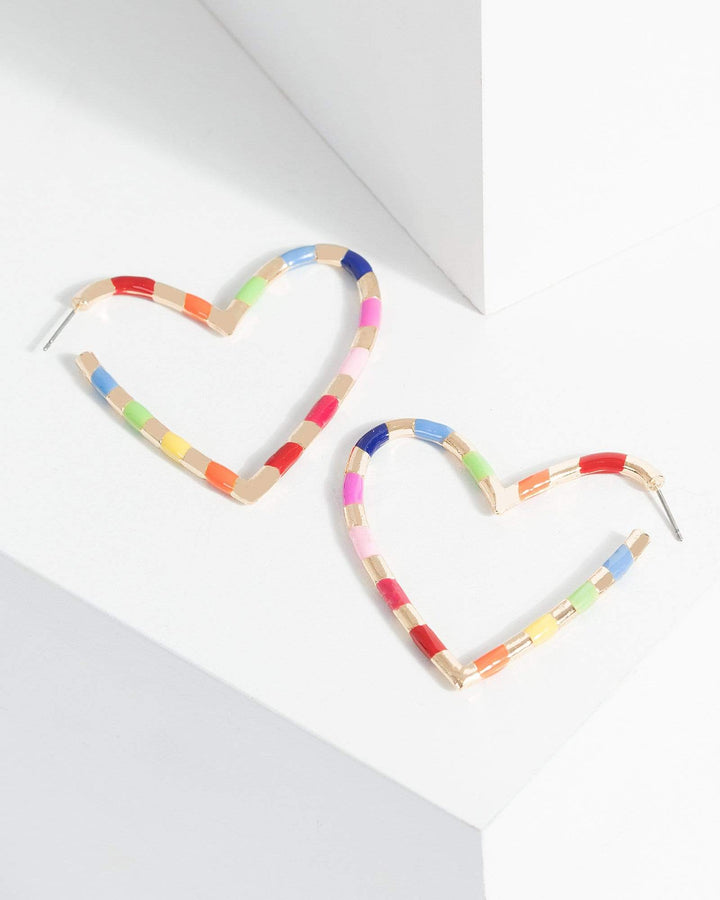 Multi Colour Love Heart Hoop Earrings | Earrings