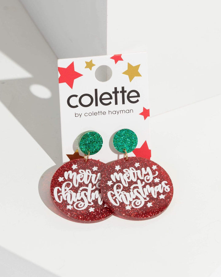 Multi Colour Merry Christmas Earrings | Earrings