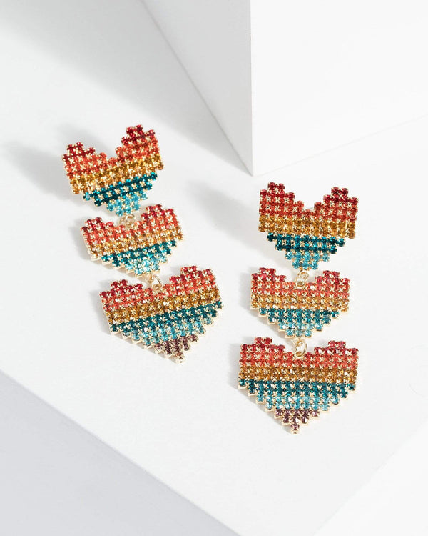 Multi Colour Missmatch Love Heart Pixels Earrings | Earrings