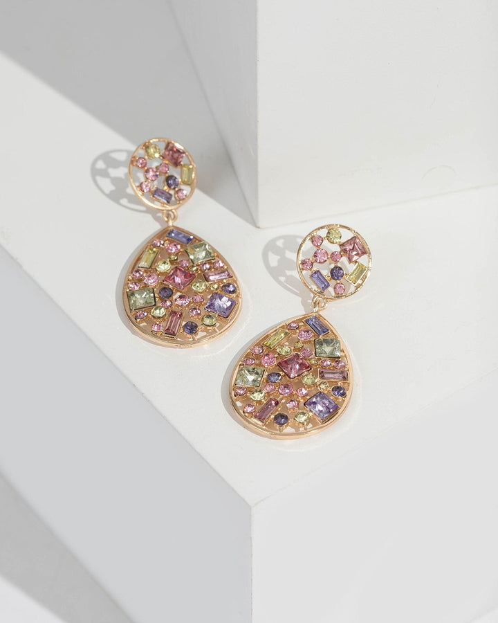 Multi Colour Mixed Crystal Drop Earrings | Earrings