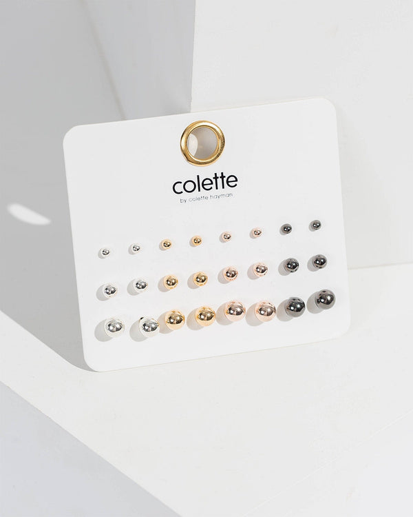 Colette by Colette Hayman Multi Colour Mixed Pack Ball Stud Earrings