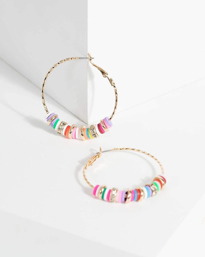 Colette by Colette Hayman Multi Colour Multi Beaded Hoop Earrings