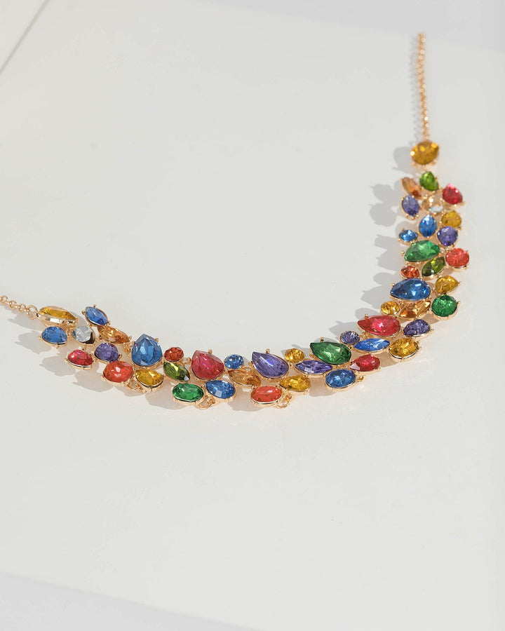 Multi Colour Multi Crystal Cluster Necklace | Necklaces
