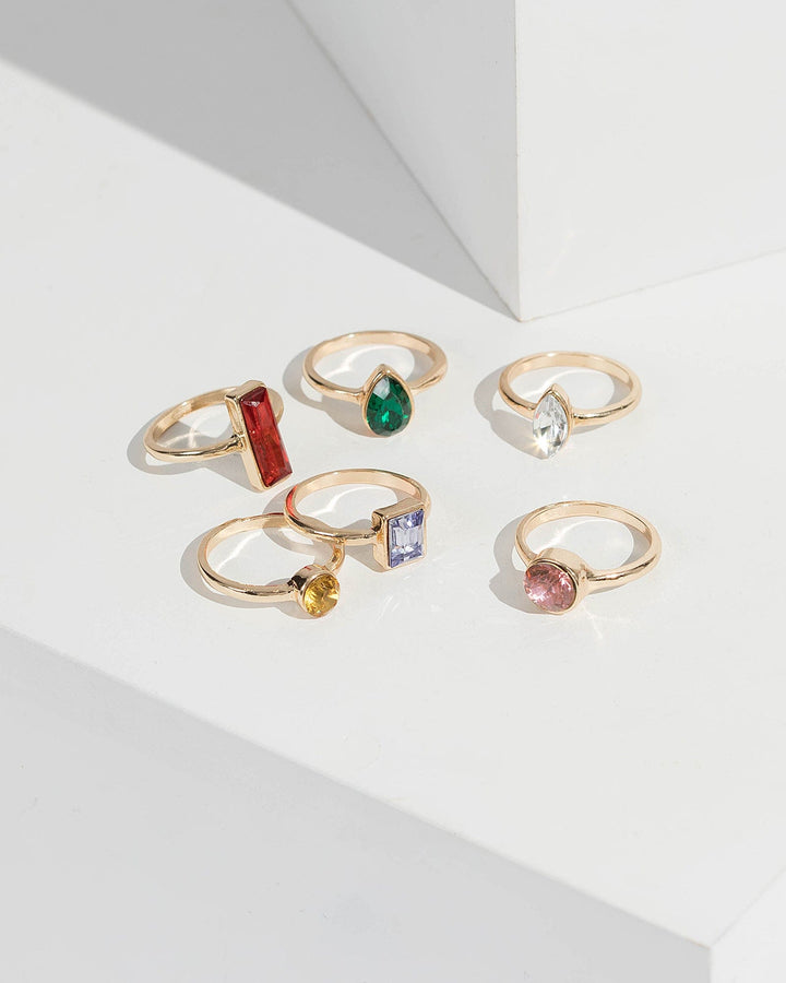 Multi Colour Multi Crystal Staking Ring Pack | Rings