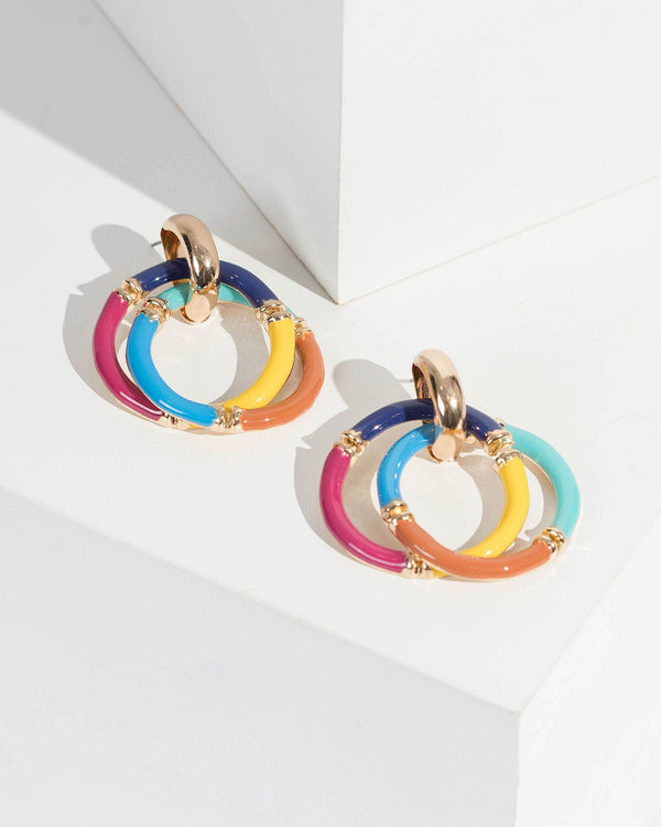 Multi Colour Multi Hoop Statement Earrings | Earrings
