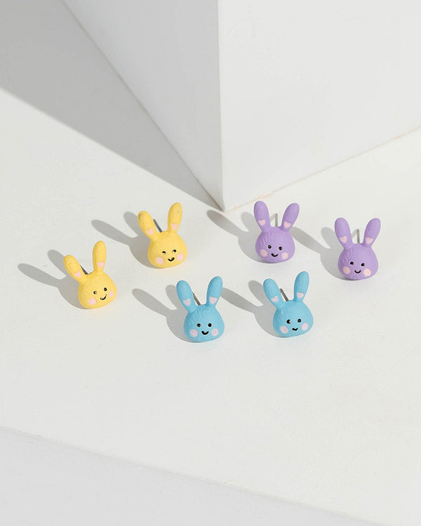 Multi Colour Multi Pack Bunny Face Stud Earrings | Earrings