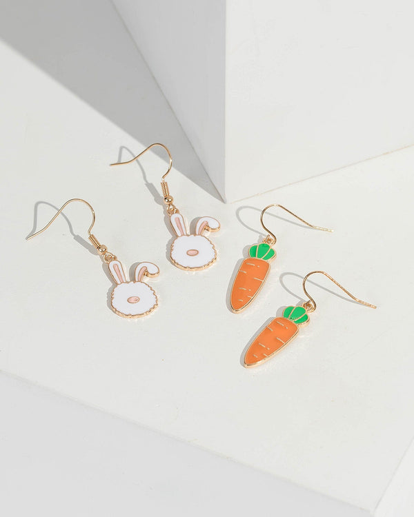 Multi Colour Multi Pack Carrot And Bunny Drop Earrings | Earrings