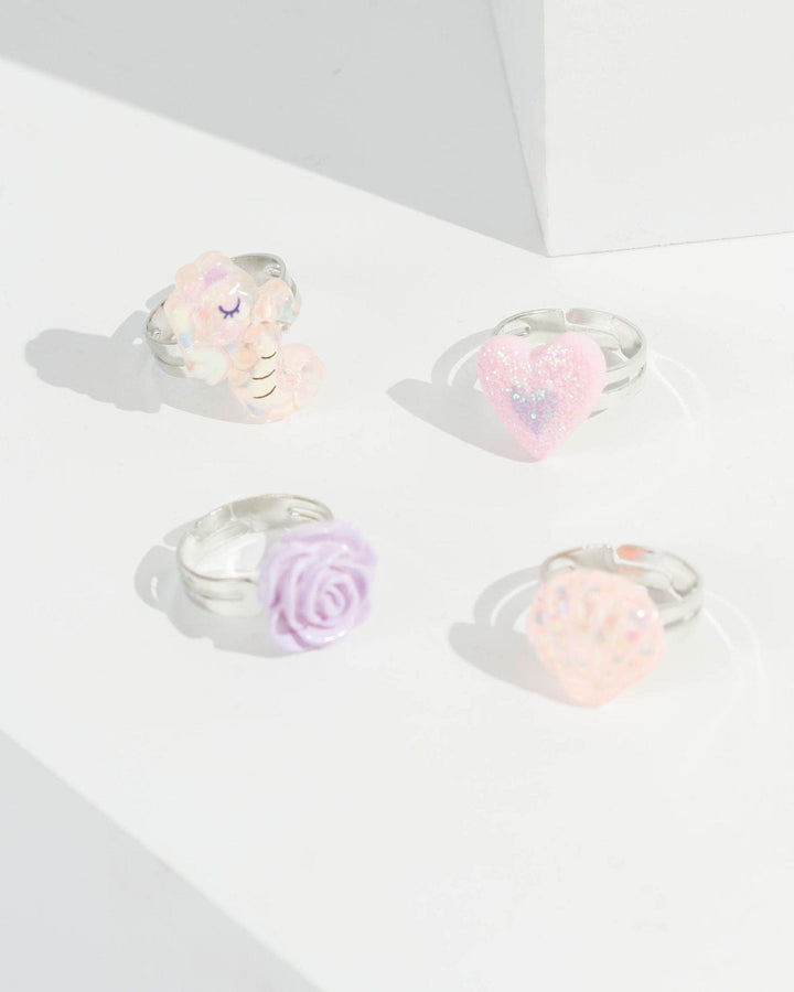 Multi Colour Multi Pack Cherry And Heart Rings | Rings