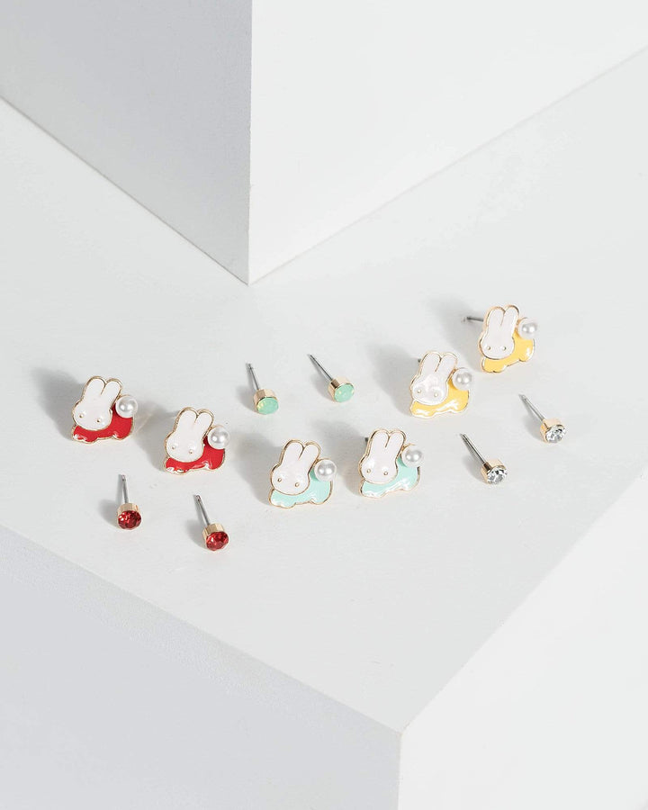 Multi Colour Multi Pack Diamante Stud And Bunny Earrings | Earrings