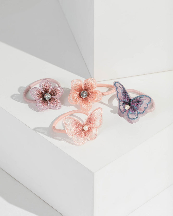 Multi Colour Multi Pack Flower And Butterfly Hair Ties | Hair Accessories