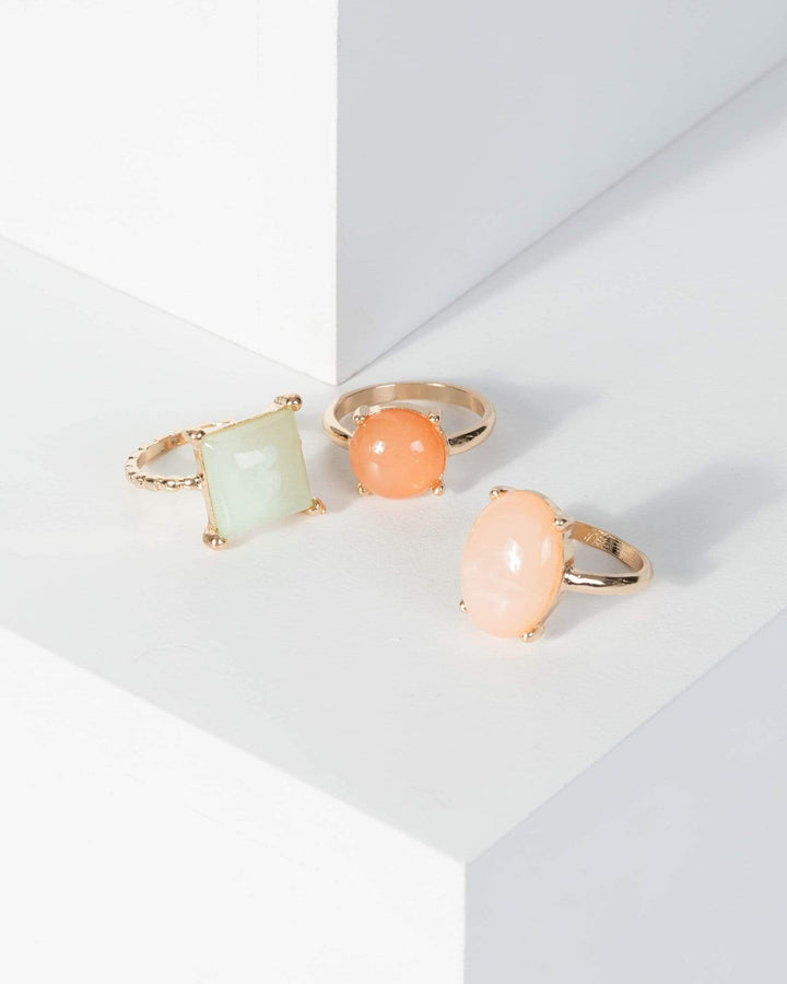 Multi Colour Multi Pack Round And Square Stone Ring | Rings