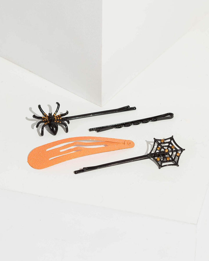 Multi Colour Multi Pack Spider And Cobweb Hair Slides | Hair Accessories